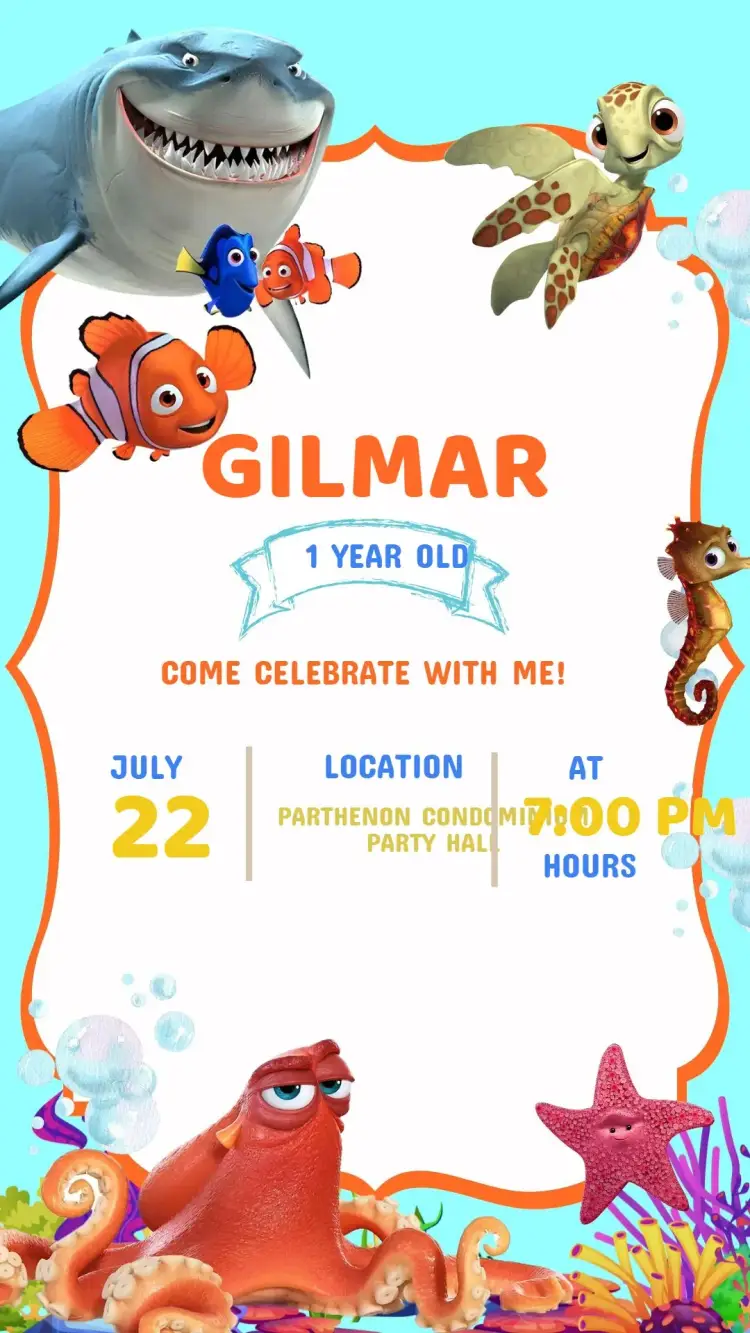 Finding Nemo Birthday Invitation