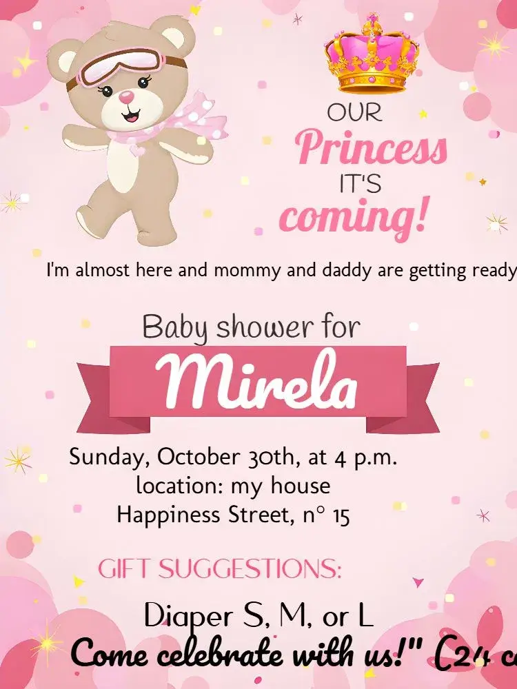 Baby Shower Teddy Bear Balloon Theme invitation