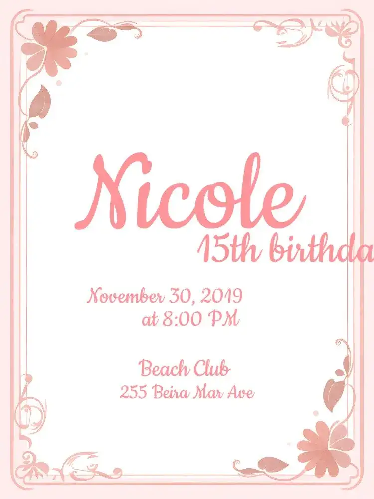 Invitation 15th Birthday - Pink and White Arabesques Girl – Sweet 15 theme pink, white, arabesques, elegant, feminine, classic