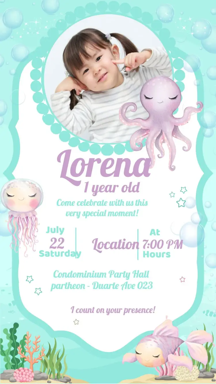 Under the Sea Watercolor Photo invitation