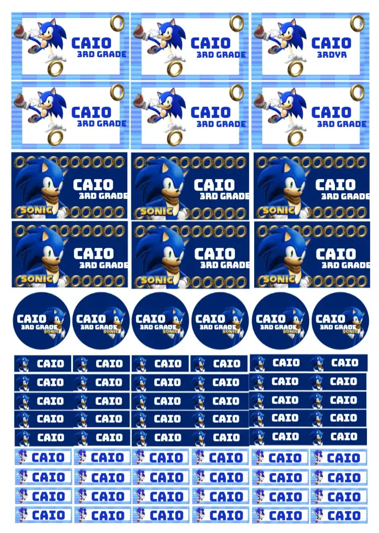 Blue Sonic School Label invitation