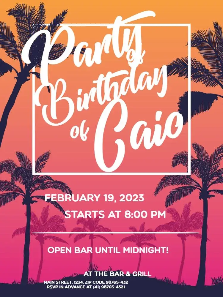 Tropical Pink Male invitation