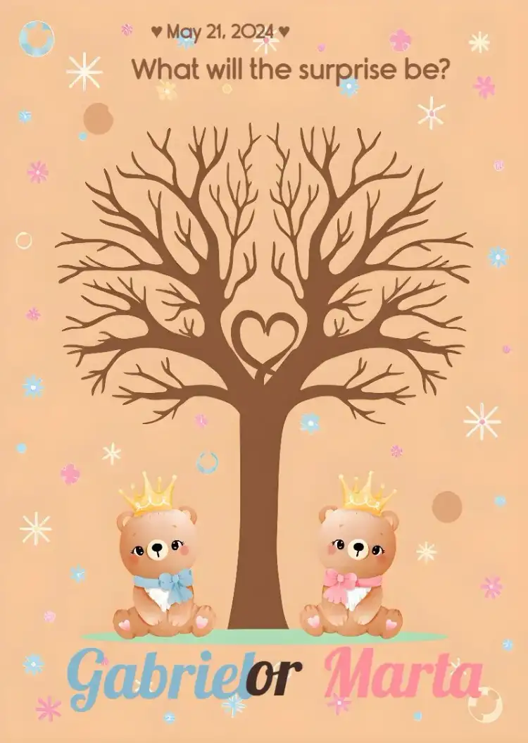 Fingerprint Tree Gender Reveal Pink