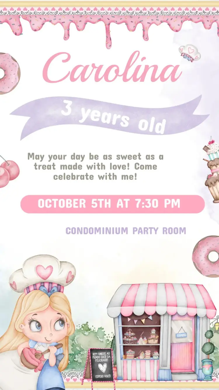 Children's Birthday Invitation Bakery