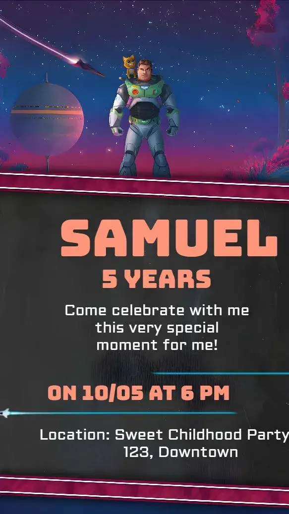 Buzz Lightyear invitation