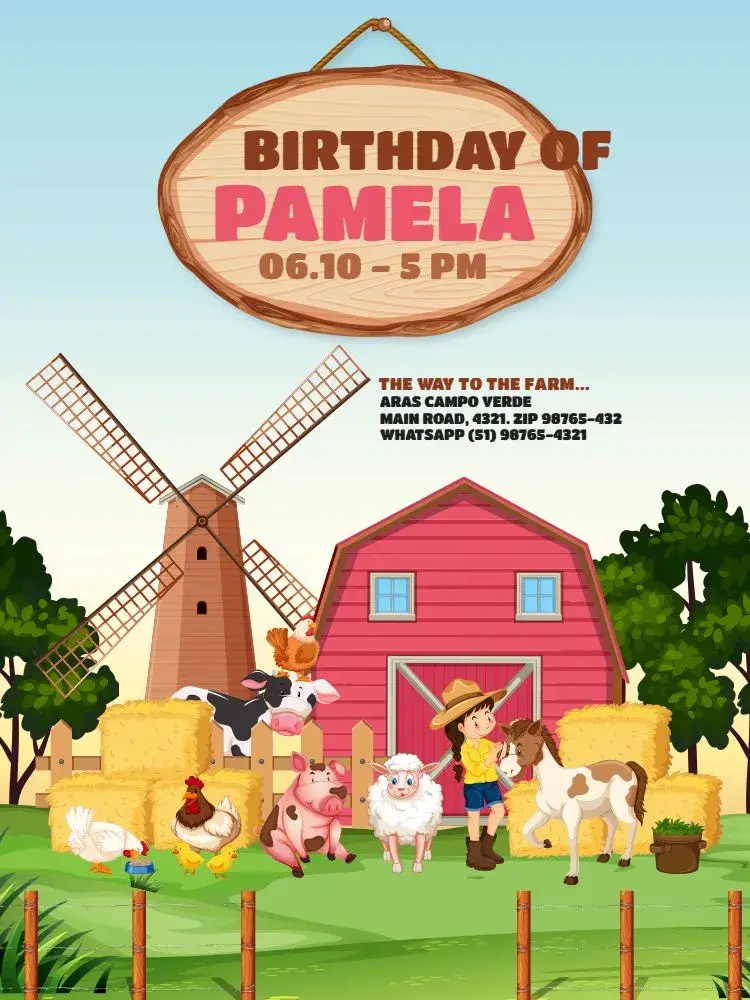 Little Farm Animals Chicken invitation