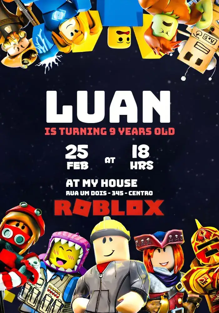 Invitation Colorful Roblox – Most searched for theme colorful, fun-filled, games, modern, childlike, vibrant