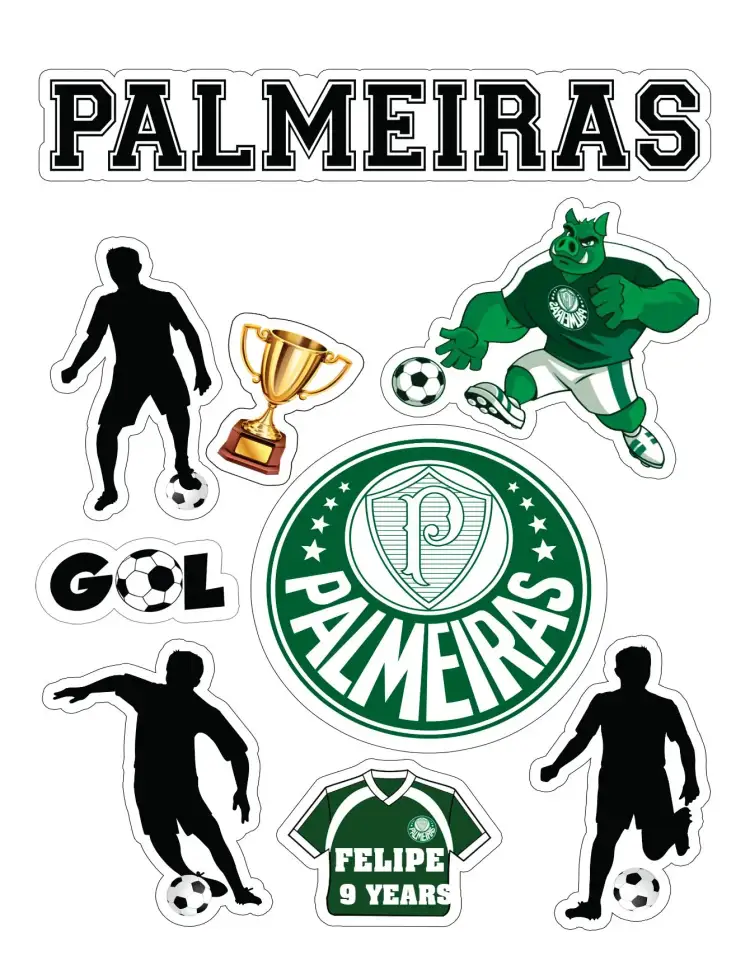 Invitation Palmeiras – Cake topper theme green and white, football, modern, vibrant, sporty, fun