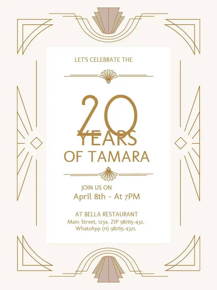 Elegant 20-Year Celebration invitation