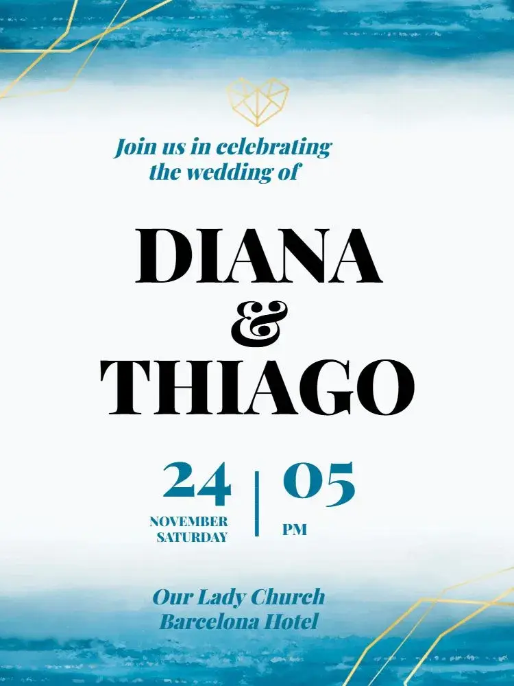 Elegant Blue Beach Wedding invitation