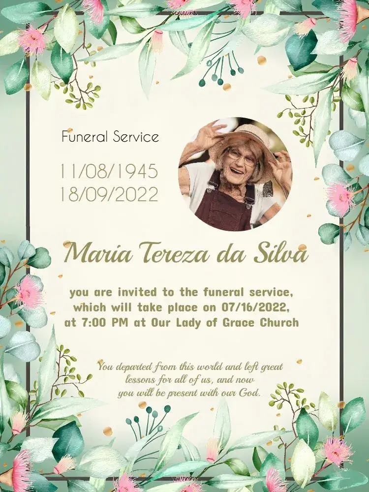 Invitation Funeral Mass With Pink Photo – Bridal Shower theme floral, delicate, modern, minimalist, pink and green, elegant