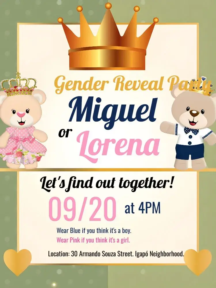 Prince Teddy Bear and Princess Teddy Bear Blue Gender Reveal Tea Party invitation