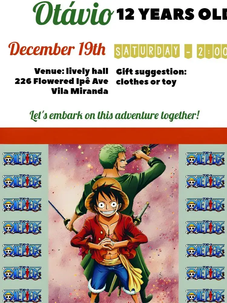 One Piece Usopp invitation