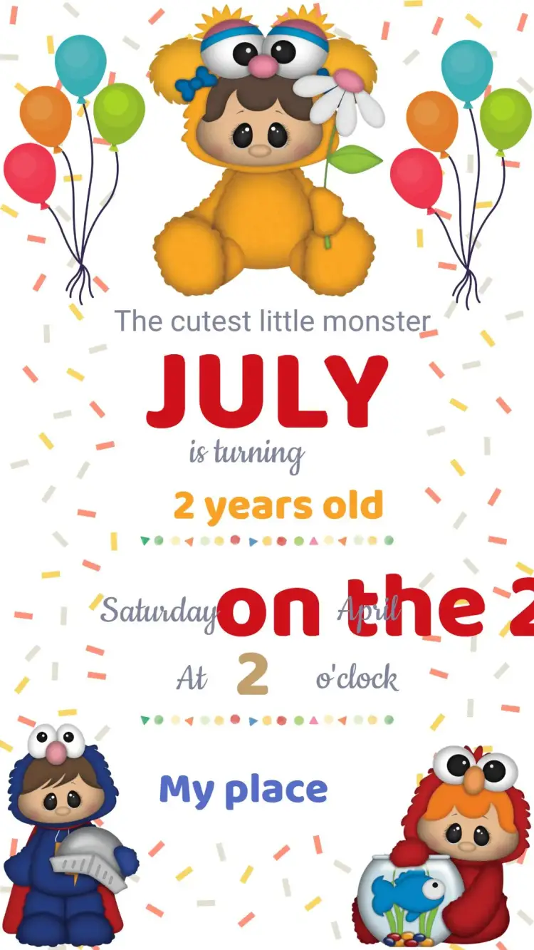Cute Monsters Birthday Invitation