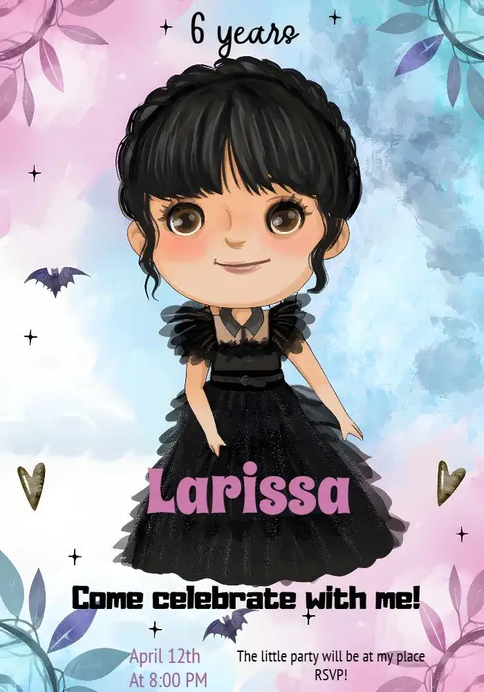 Invitation Wandinha Addams Digital – Most searched for theme dark, gothic, fun, modern, themed