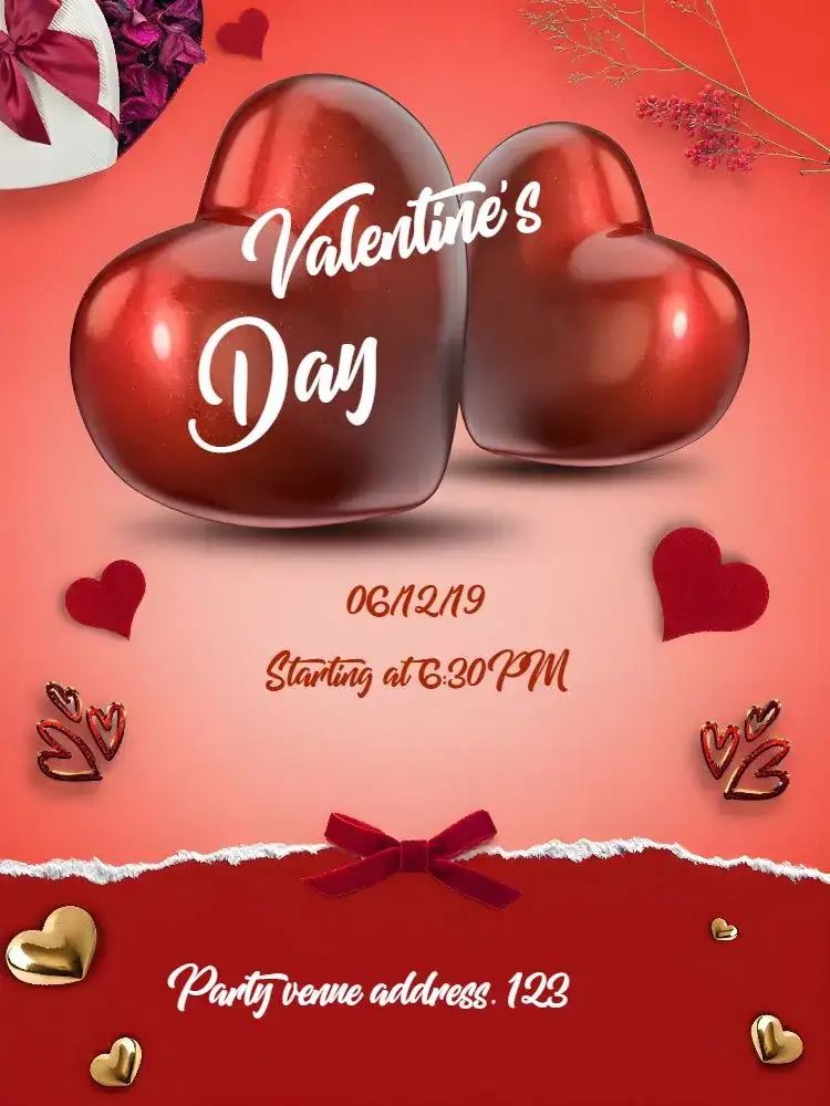 Invitation Valentine's Day – Commemorative Dates theme romantic, elegant, modern, minimalist, black and red