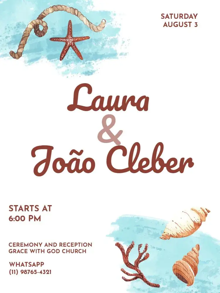 Invite Simple Beach Wedding Ceremony editable and customizable