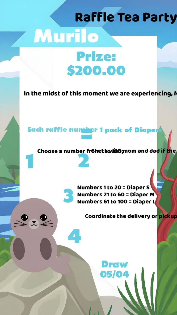 Tea Raffle Seal Prize invitation