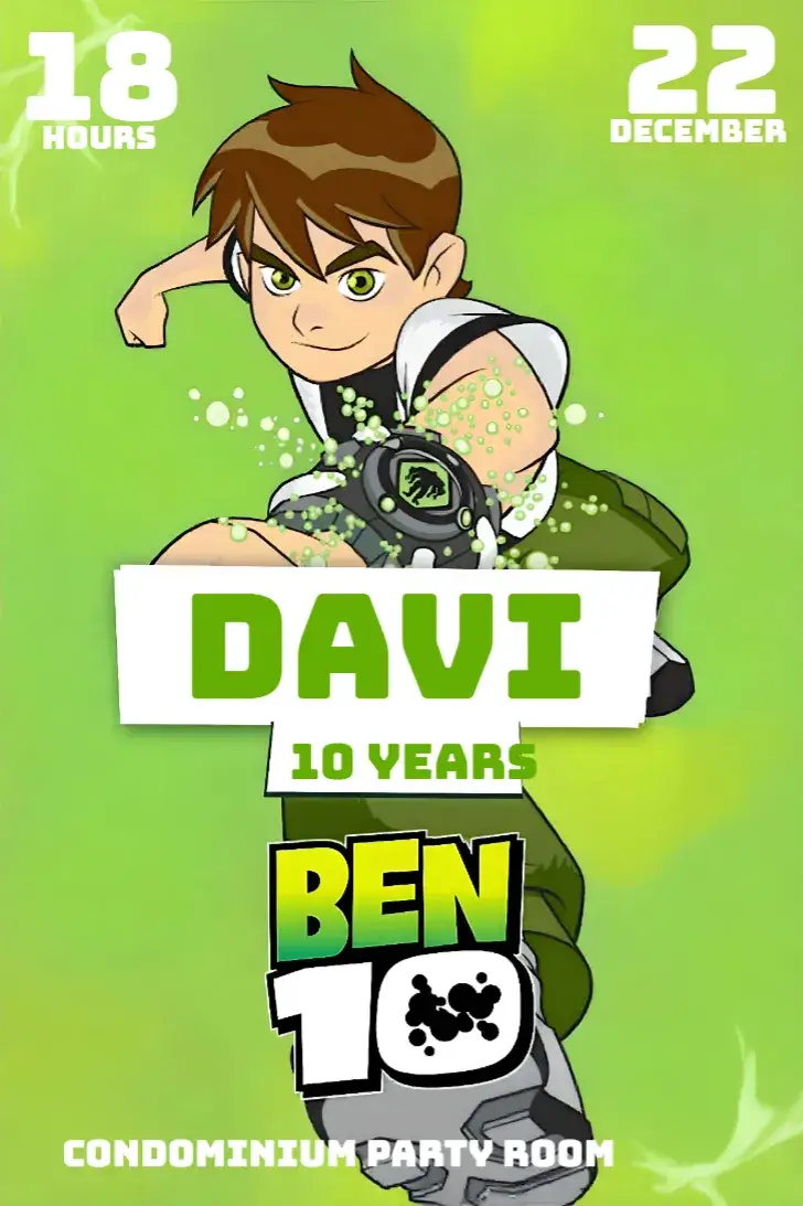 Ben 10 Green invitation