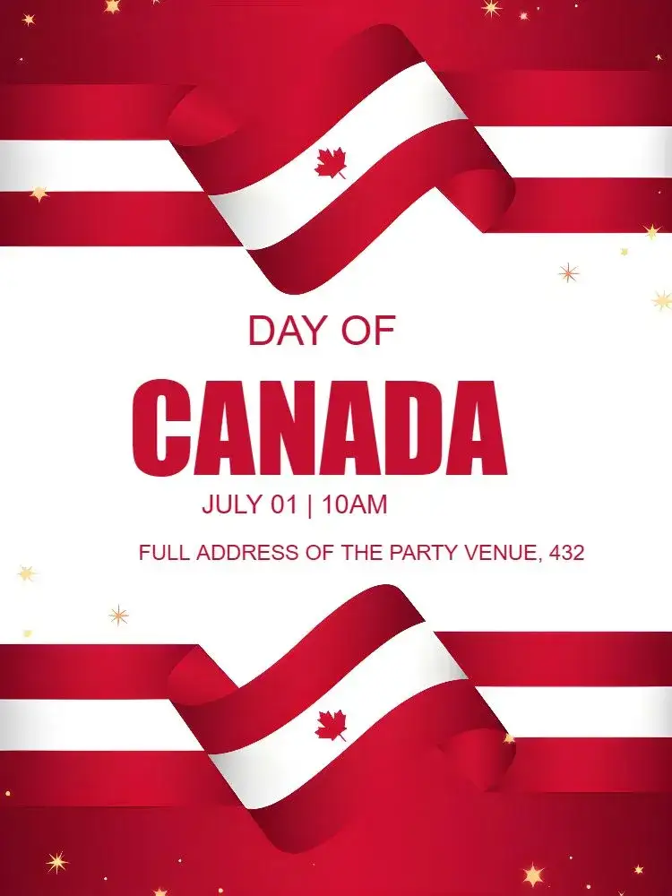 Invitation Canada Day Party – Commemorative Dates theme red and white, minimalist, modern, themed, graphic, vibrant
