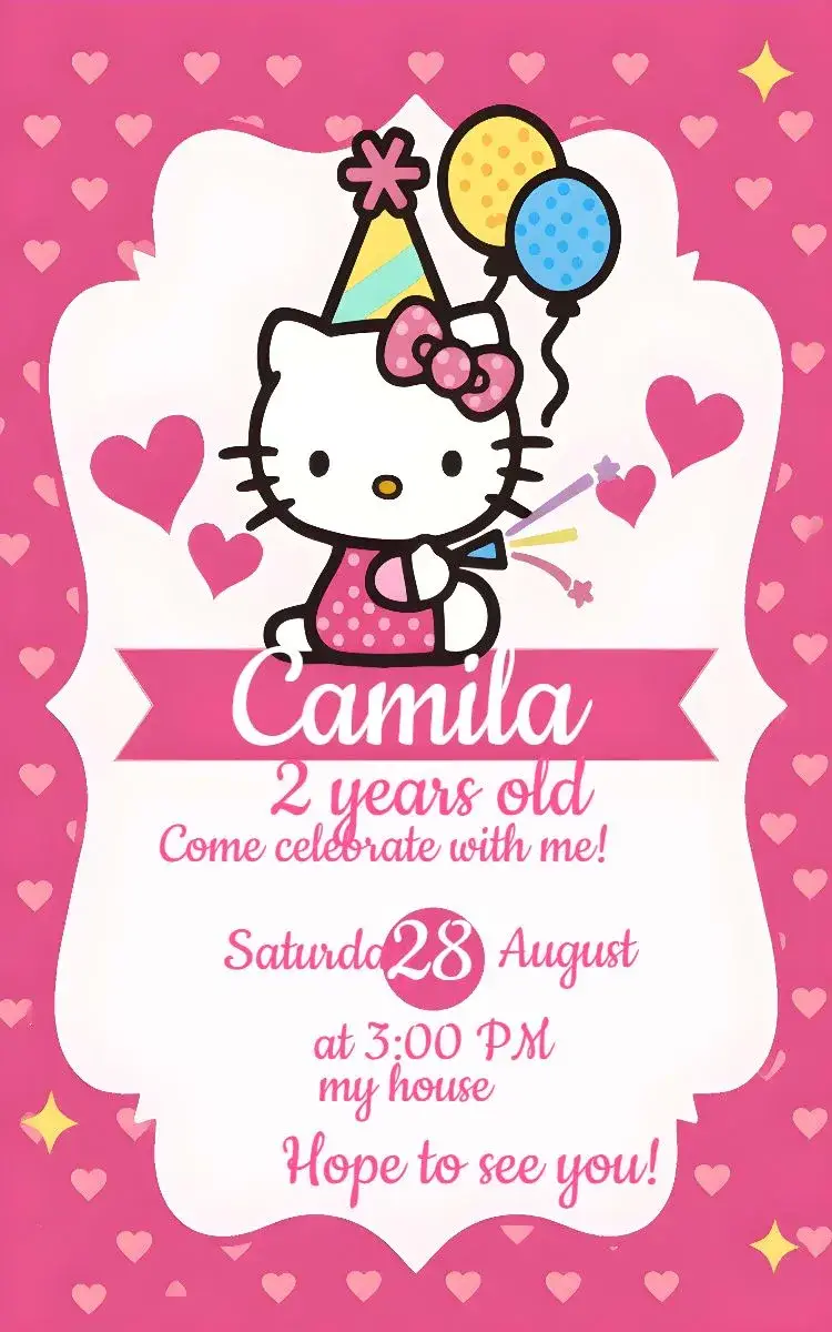 Hello Kitty Pink invitation