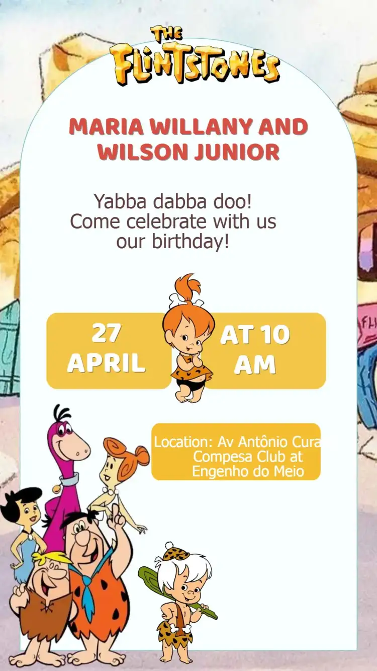 Flintstones Birthday Invitation