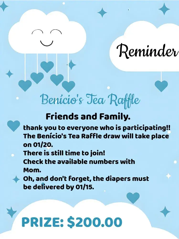 Black Rain of Love Raffle Tea invitation