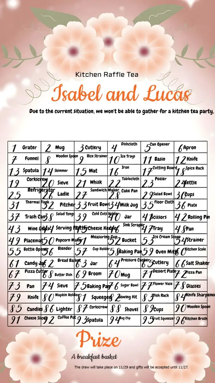 Invitation Floral Flowers Kitchen Raffle Tea – Bridal Shower theme floral, modern, colorful, nature-themed, cheerful, elegant