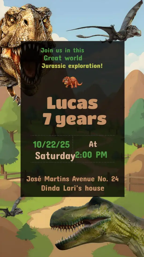 Invitation Black Dinosaur – Most searched for theme modern, fun, themed, colorful, childish