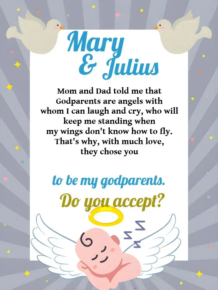 Invitation Godparents Of White Baptism – Baptism theme white, golden, religious, angels, minimalist, elegant