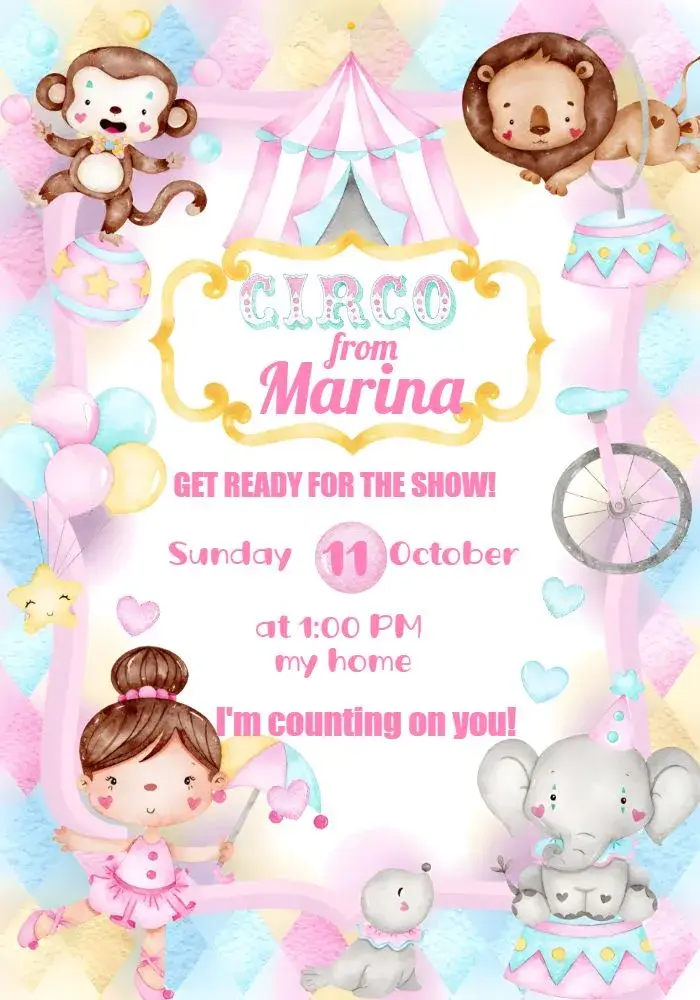 Watercolor Circus invitation