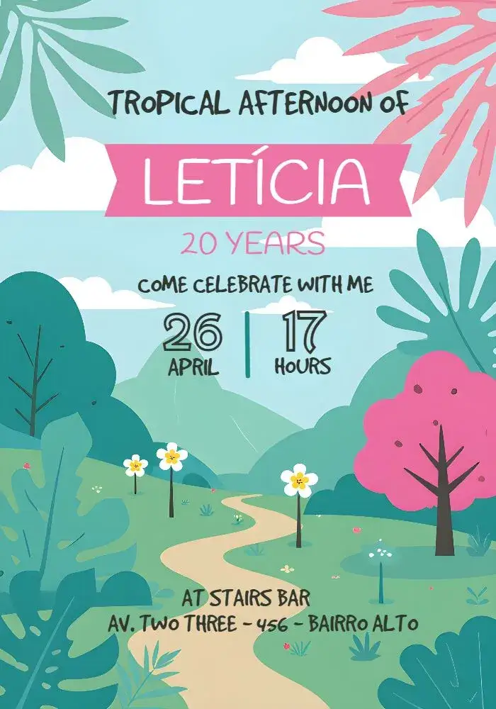 Invitation Tropical Afternoon – Bridal Shower theme tropical, colorful, summer, floral, laid-back