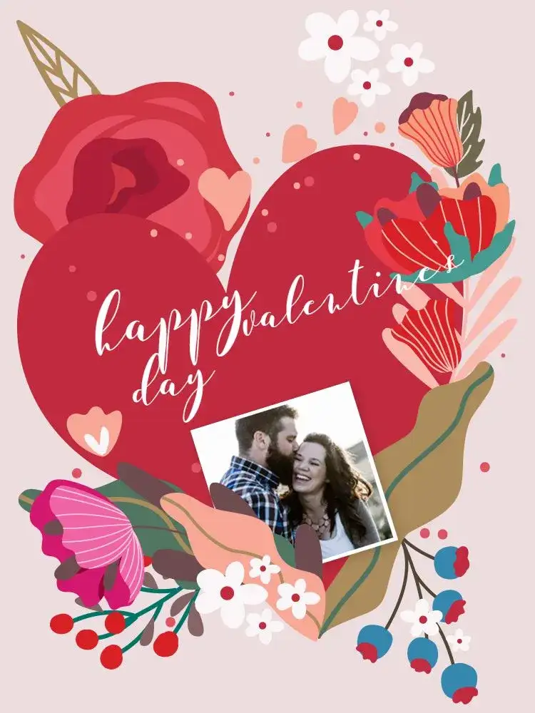 Personalized Creative Valentine's Day Card Floral Print