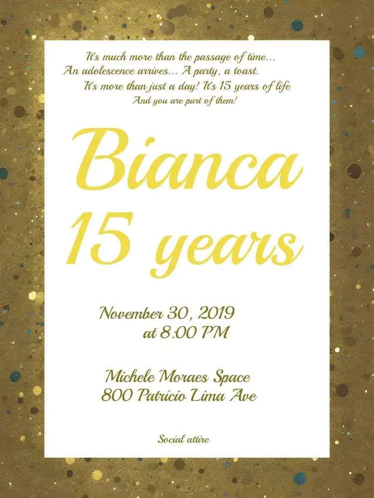 Invitation De 15 Anos Luxuoso Dourado Cool – Sweet 15 theme golden, modern, elegant, glittery, delicate, cool