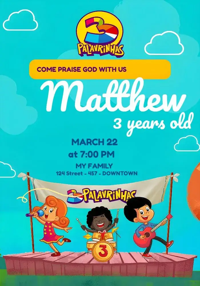 3 Little Words Church invitation