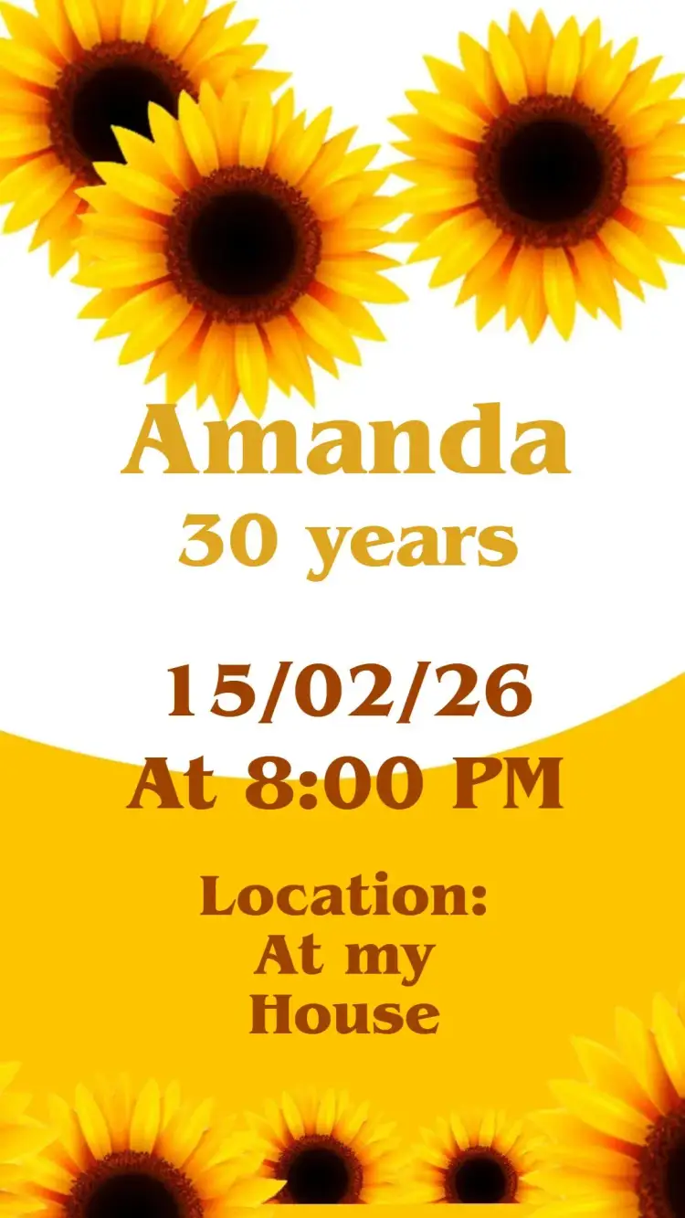Invitation Sunflower – Birthday theme floral, colorful, modern, cheerful, vibrant, fun
