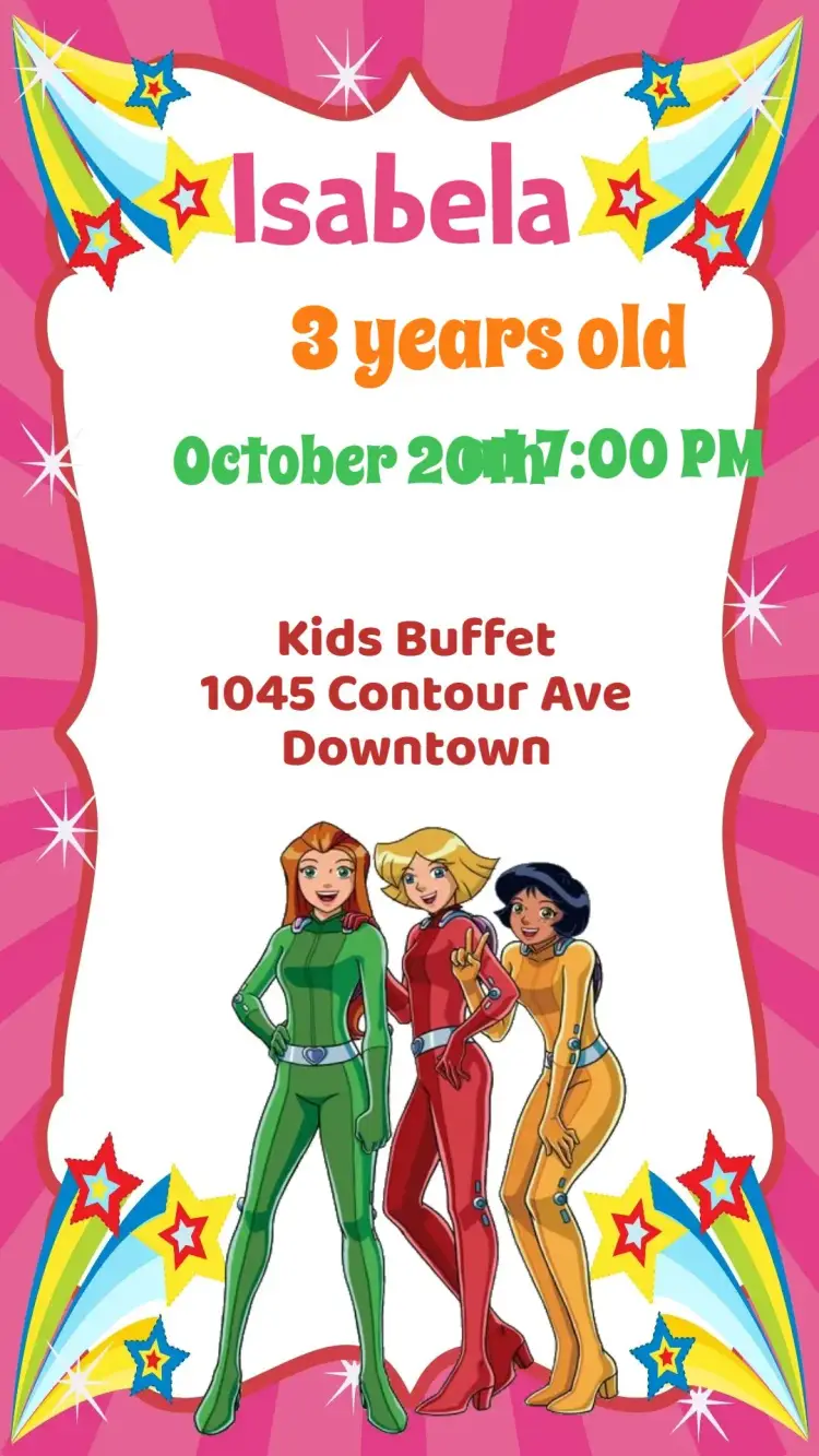 Totally Spies invitation