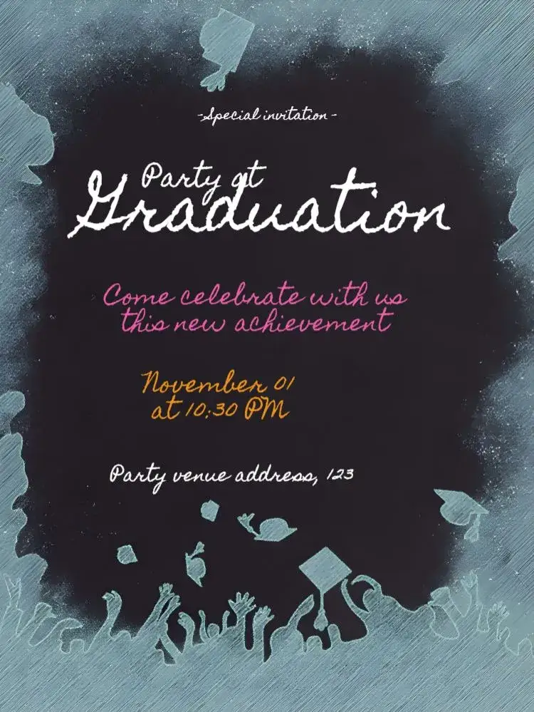 Invitation Black Graduation – Graduation theme modern, elegant, sober, minimalist, classic
