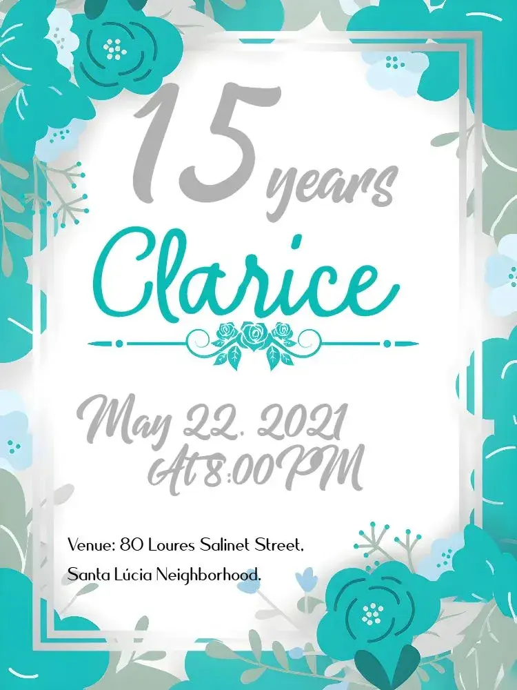 15 Years Tiffany Blue Floral invitation