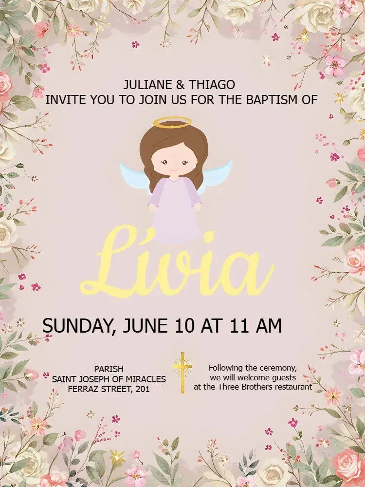 Pink Baptism invitation