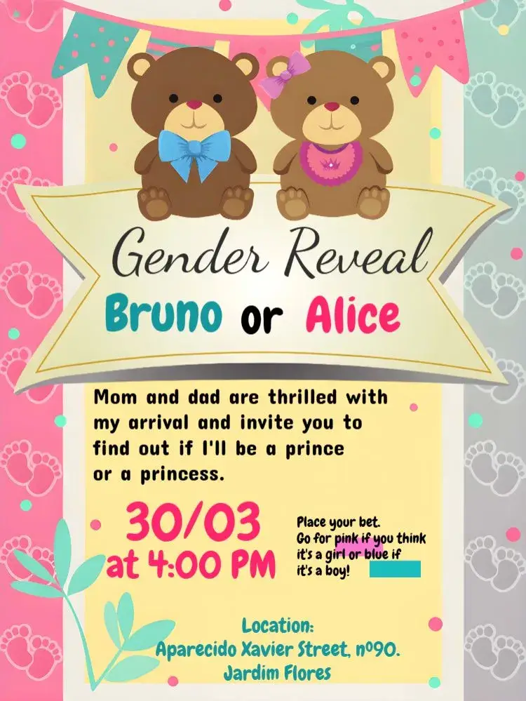 Pink Teddy Bears Gender Reveal invitation