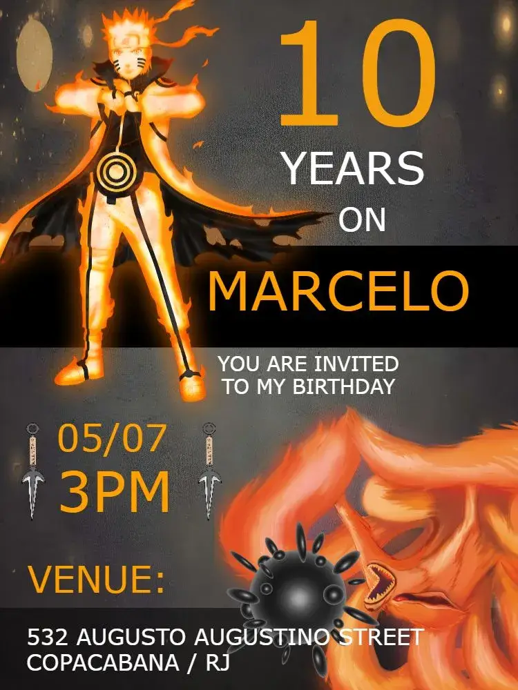 Naruto Kunai invitation