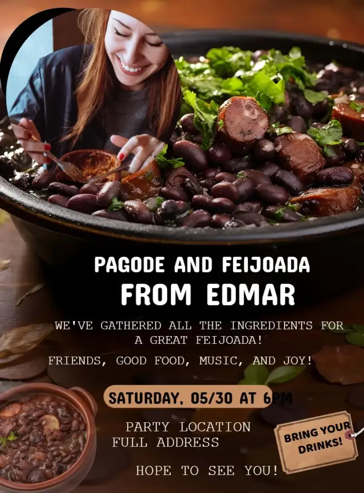 Invitation Pagode And Feijoada With Feijão Photo – Bridal Shower theme colorful, tropical, rustic, fun, Brazilian, musical
