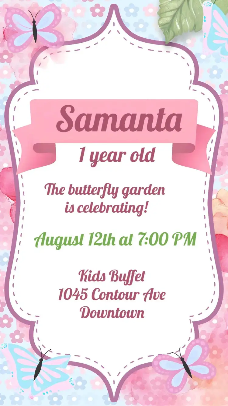 Invitation Colorful Butterfly Garden – Commemorative Dates theme colorful, floral, cheerful, vibrant, natural, childlike