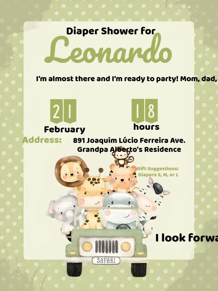 Safari Baby Shower Invitation P