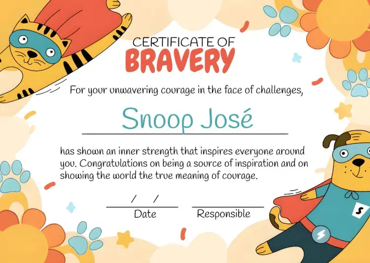 Invitation Certificate Of Courage Pets Dog – Most searched for theme colorful, modern, fun, pet illustrations, cheerful look, contemporary style