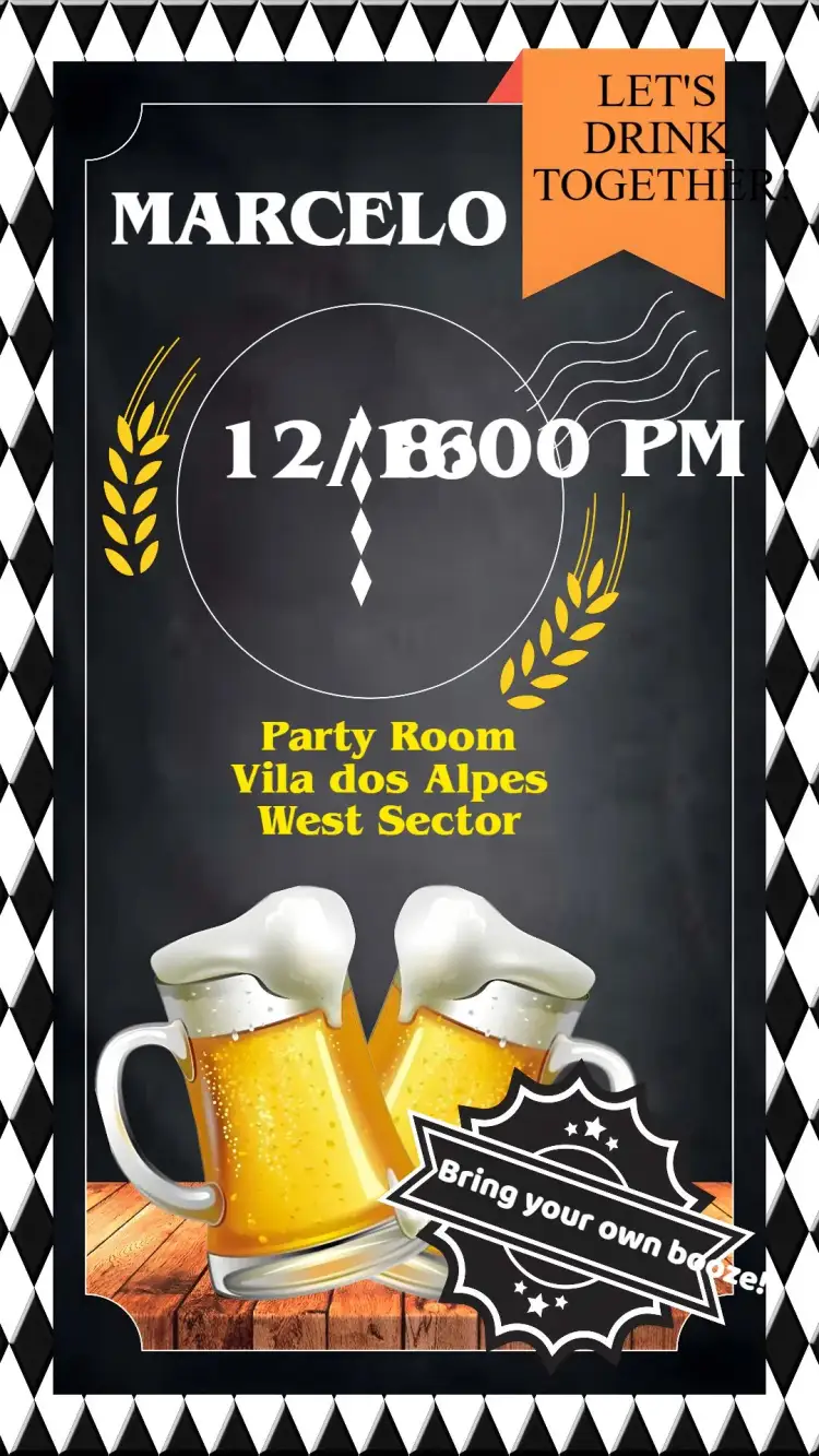 Invitation Boteco Bar – Birthday theme vintage, colorful, relaxed, barbecue, pub, modern