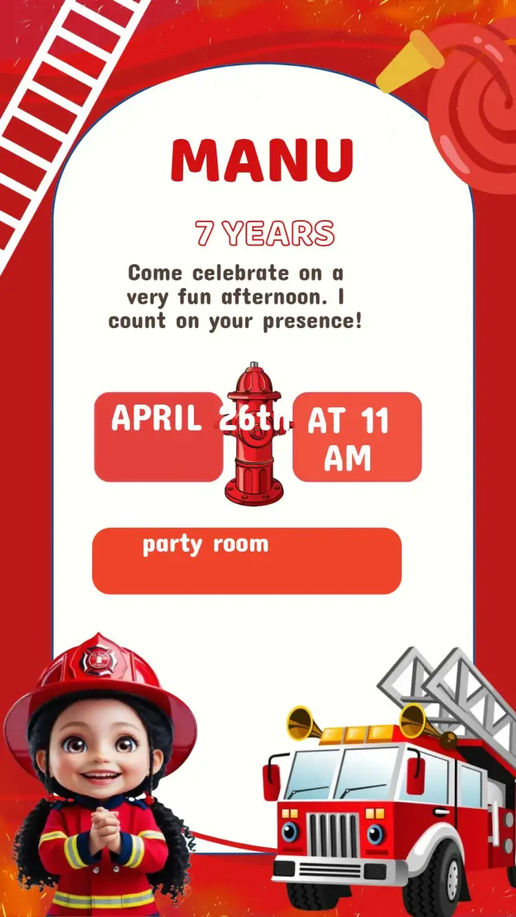 Firefighter Birthday Invitation