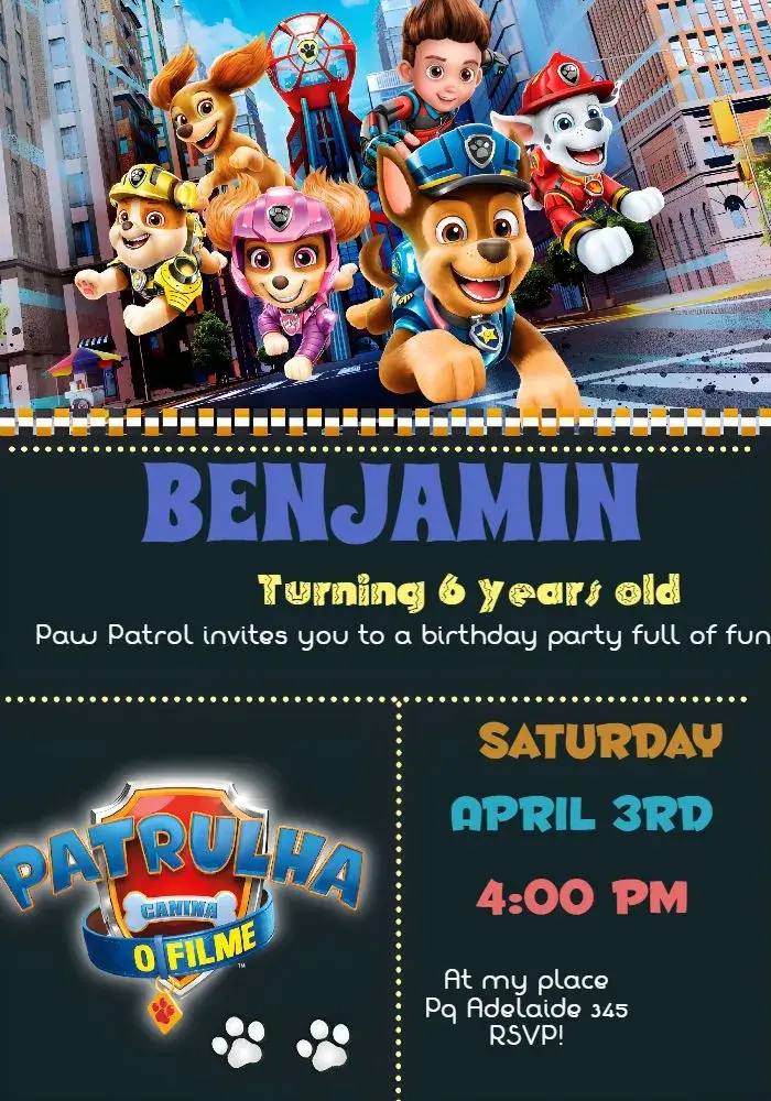 Paw Patrol invitation
