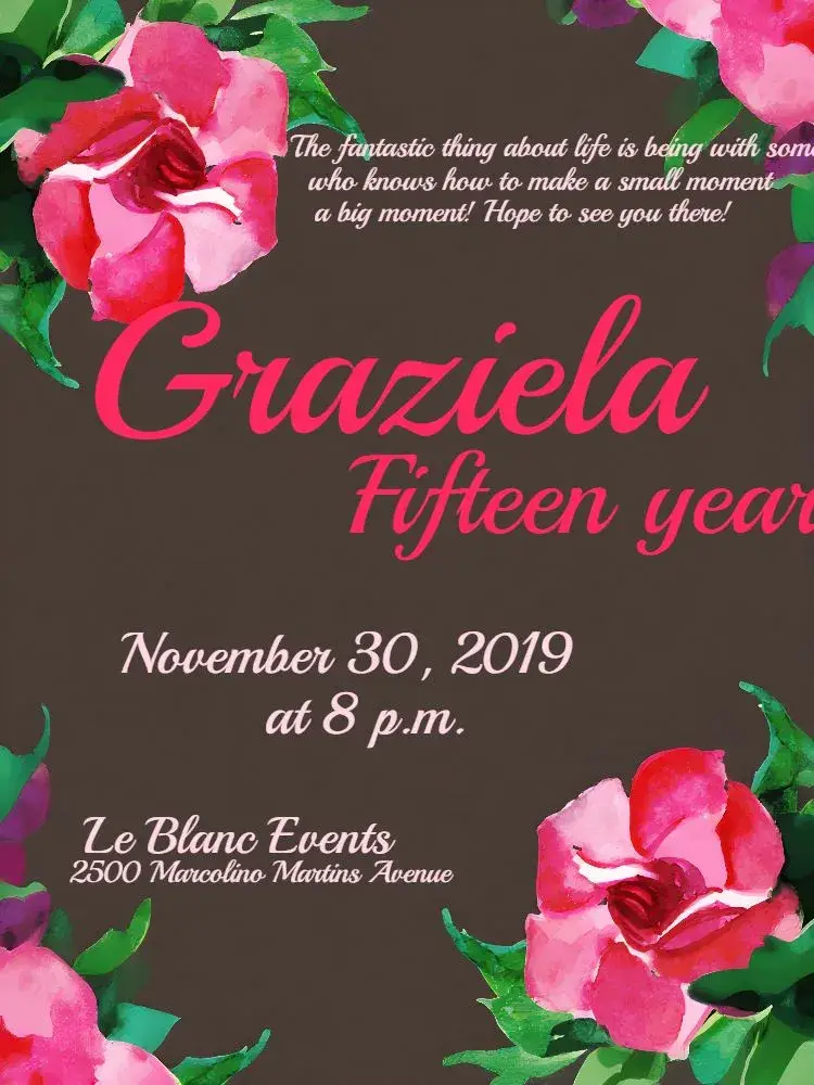 Floral And Brown 15th Birthday invitation